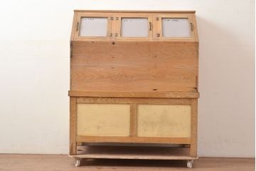 昭和レトロ　ナラ材　アイディア次第でディスプレイが楽しめる!乾物屋さんで使われていた仕切り付きのショーケース(ガラスケース、陳列棚、マス目)(R-047960)